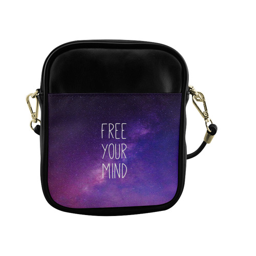 "Free Your Mind" Quote Purple Blue Night Sky Sling Bag (Model 1627)