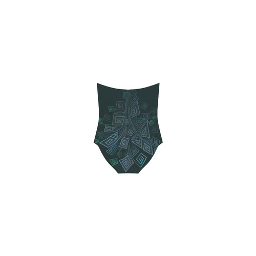 3D Psychedelic Abstract Square Spirals Explosion Strap Swimsuit ( Model S05)