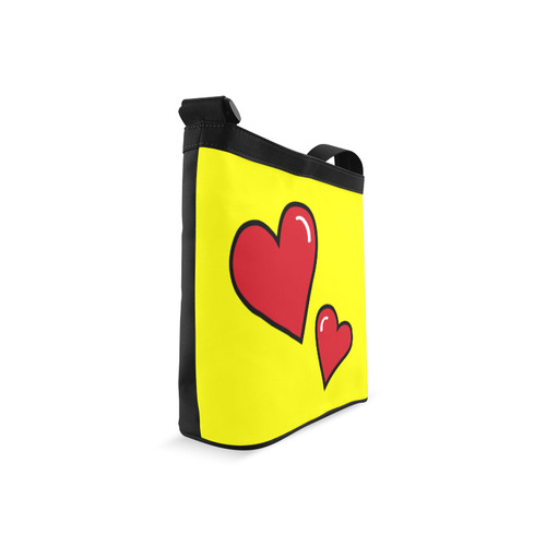 POP ART Style Two Hearts with Yellow Background Crossbody Bags (Model 1613)
