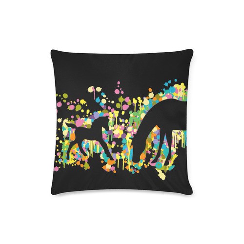 Lovely Foal with Mom Splash Custom Zippered Pillow Case 16"x16" (one side)