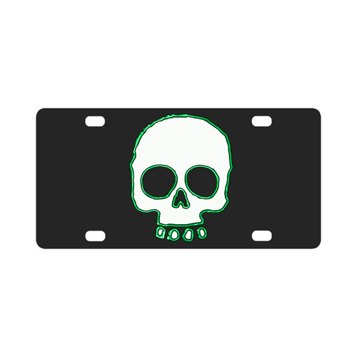 Green Neon Skull on black Classic License Plate