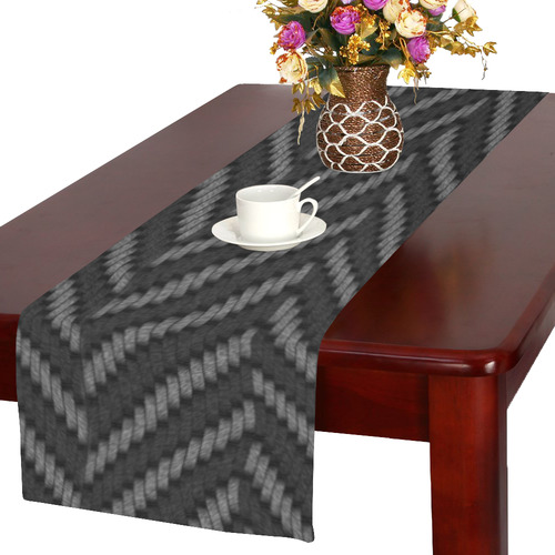 black and gray twisted Fiber Table Runner 16x72 inch