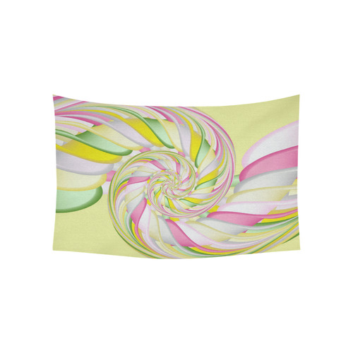 Lemon Mint Candy Fractal Art Cotton Linen Wall Tapestry 60"x 40"