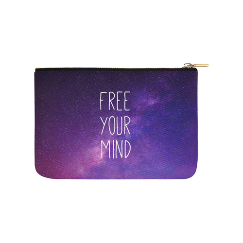 "Free Your Mind" Quote Purple Blue Night Sky Carry-All Pouch 9.5''x6''