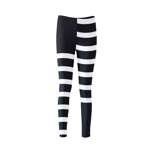 Modern Black Background Arch Stripes Cut Cassandra Women's Leggings (Model L01)