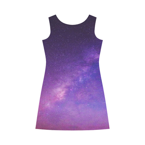 Purple Blue Starry Night Sky Bateau A-Line Skirt (D21)