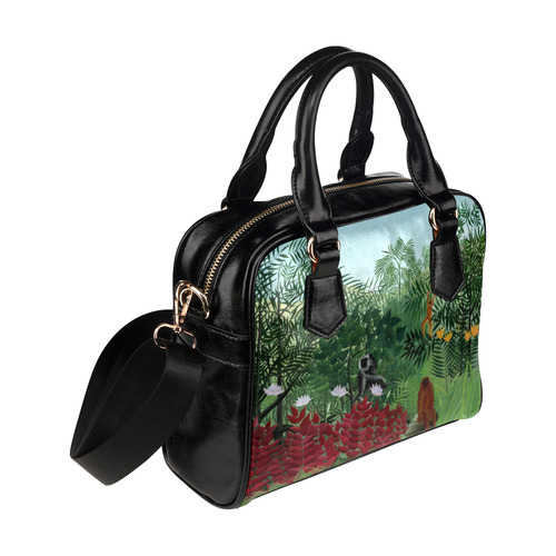 Henri Rousseau Tropical Forest Monkeys Shoulder Handbag (Model 1634)