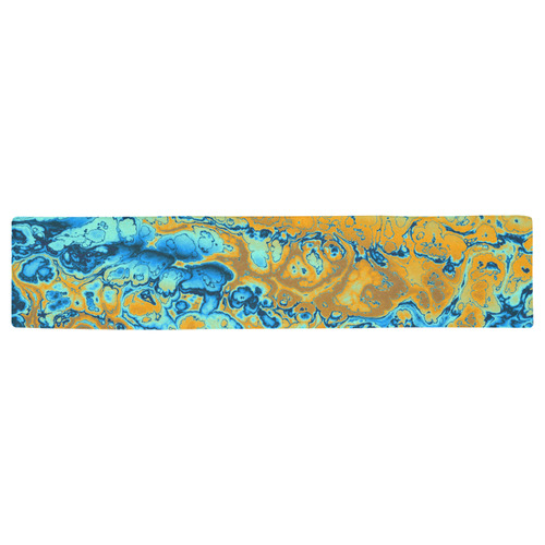 blue and gold abstract Table Runner 16x72 inch