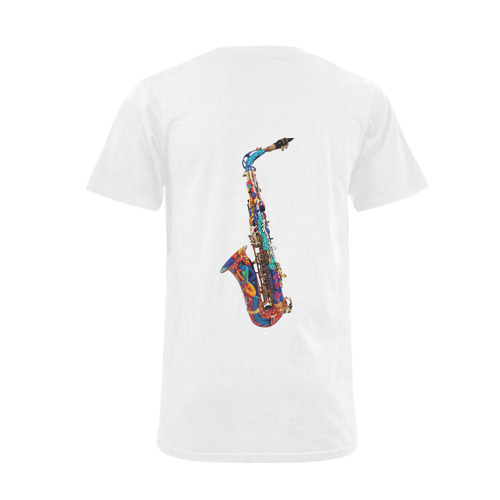 Best Saxophone Shirt Colorful Music Art by Juleez Men's V-Neck T-shirt  Big Size(USA Size) (Model T10)