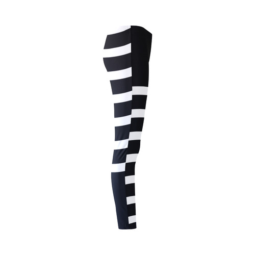 Modern Black Background Arch Stripes Cut Cassandra Women's Leggings (Model L01)