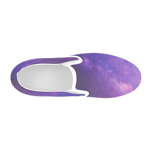 Purple Blue Starry Night Sky Men's Slip-on Canvas Shoes (Model 019)