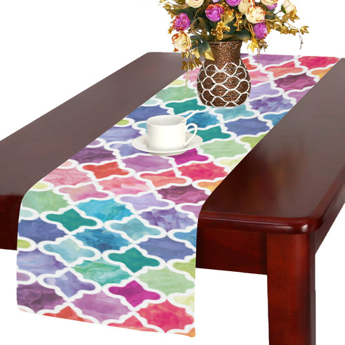 watercolor pattern Table Runner 14x72 inch