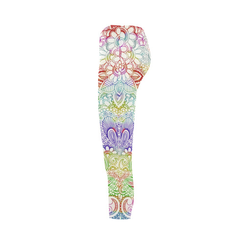 India Paisley Pattern - light watercolor grunge Capri Legging (Model L02)