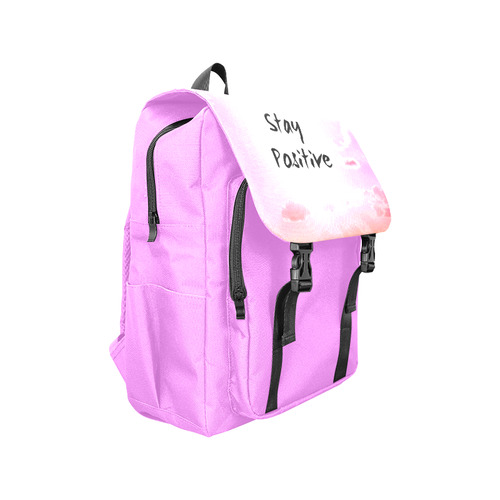 "Stay Positiv" Quote Pink Sky Colourful Casual Shoulders Backpack (Model 1623)