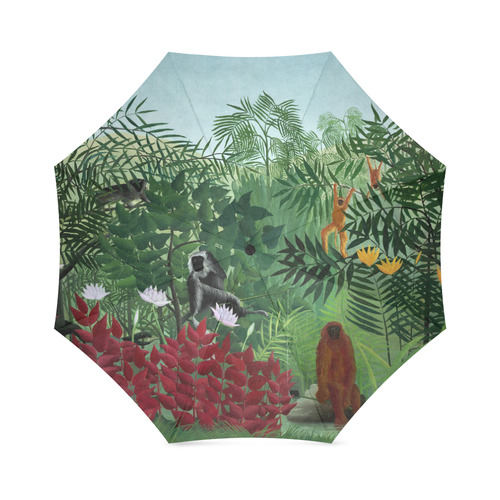 Henri Rousseau Tropical Forest Monkeys Foldable Umbrella (Model U01)