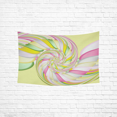 Lemon Mint Candy Fractal Art Cotton Linen Wall Tapestry 60"x 40"