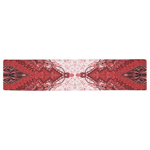 fur animal--5 red  black white by Sandrine Kespi Table Runner 16x72 inch