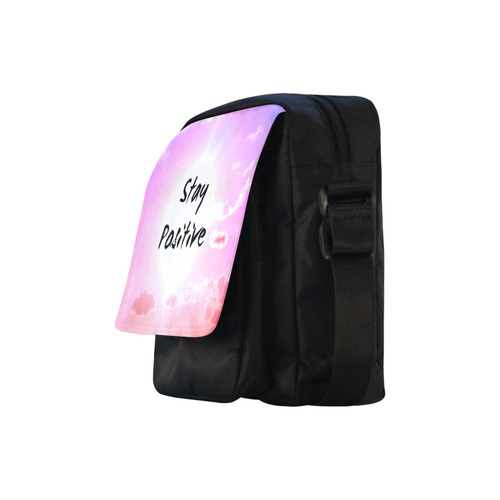 "Stay Positiv" Quote Pink Sky Colourful Crossbody Nylon Bags (Model 1633)