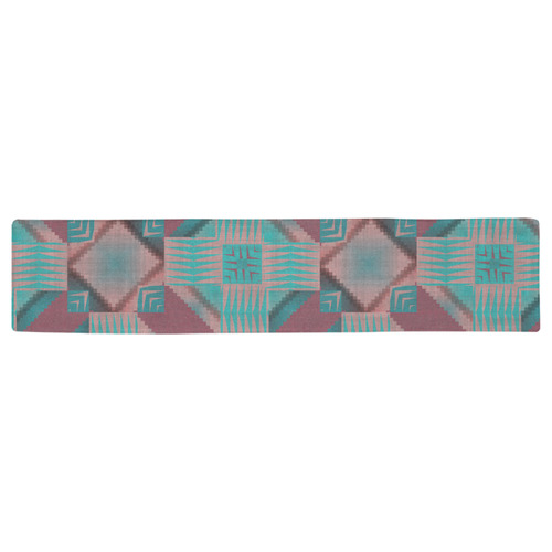 pink and turquoise geoemtric Table Runner 16x72 inch