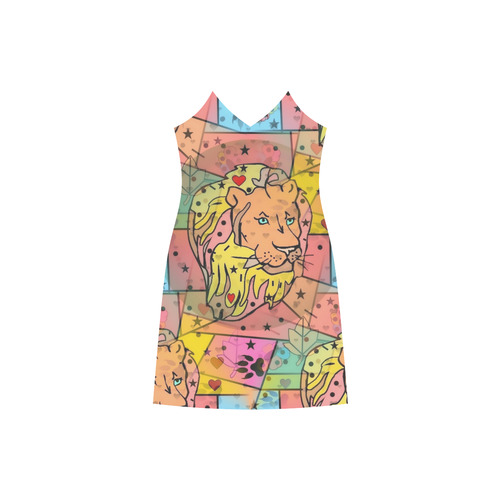 Leo / Löwe Popart by Nico Bieow V-Neck Open Fork Long Dress(Model D18)