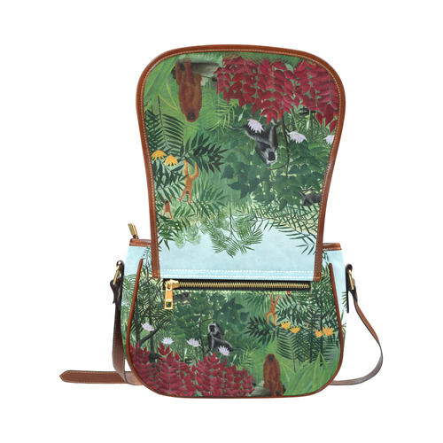 Henri Rousseau Tropical Forest Monkeys Saddle Bag/Small (Model 1649) Full Customization
