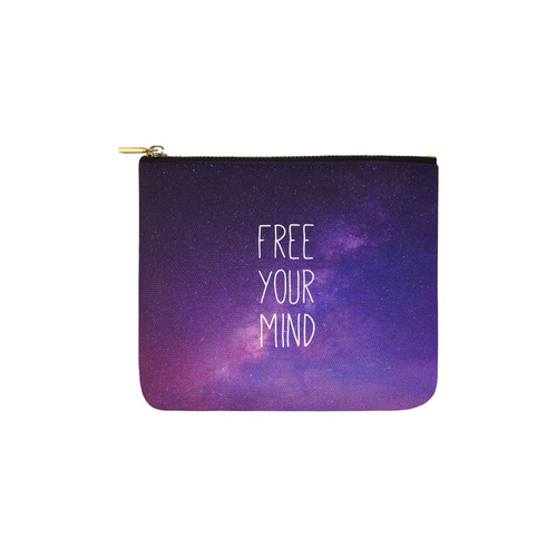 "Free Your Mind" Quote Purple Blue Night Sky Carry-All Pouch 6''x5''