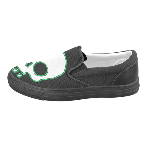 Green Neon Skull Slip-on Canvas Shoes for Men/Large Size (Model 019)