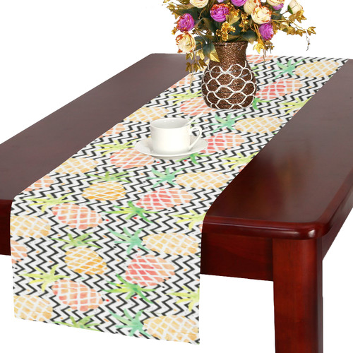watercolor pineapple Table Runner 16x72 inch