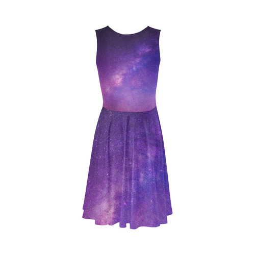 Purple Blue Starry Night Sky Sleeveless Ice Skater Dress (D19)