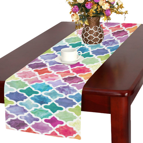 watercolor pattern Table Runner 16x72 inch