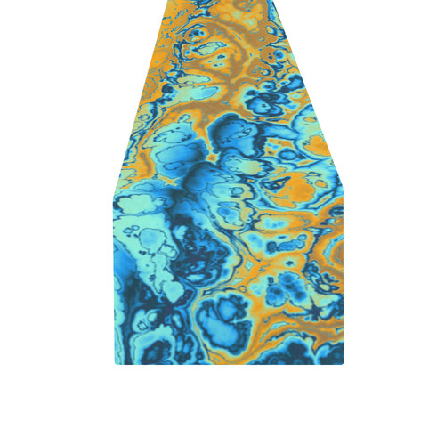 blue and gold abstract Table Runner 16x72 inch