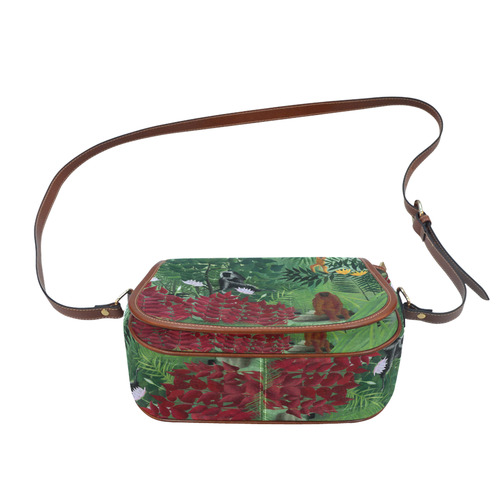 Henri Rousseau Tropical Forest Monkeys Saddle Bag/Small (Model 1649) Full Customization