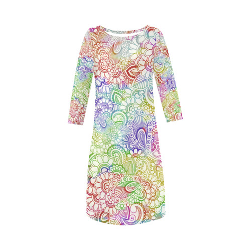 India Paisley Pattern - light watercolor grunge Round Collar Dress (D22)