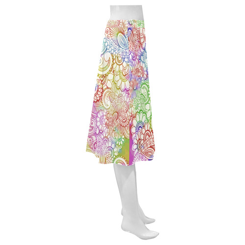 India Paisley Pattern - light watercolor grunge Mnemosyne Women's Crepe Skirt (Model D16)