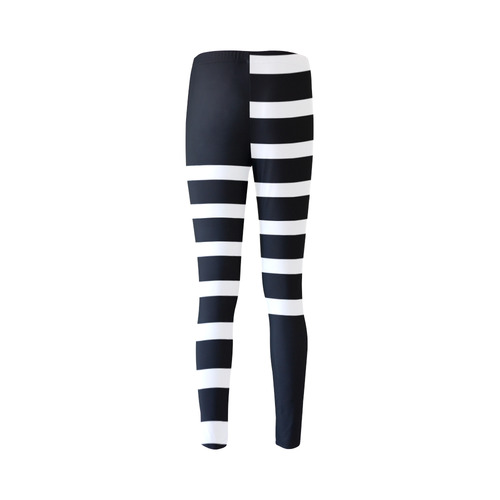 Modern Black Background Arch Stripes Cut Cassandra Women's Leggings (Model L01)