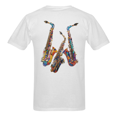 Saxophone Player Colorful Music Art Print Men's T-Shirt in USA Size (Two Sides Printing)