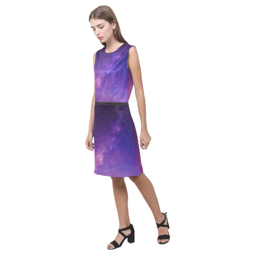 Purple Blue Starry Night Sky Eos Women's Sleeveless Dress (Model D01)