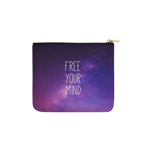 "Free Your Mind" Quote Purple Blue Night Sky Carry-All Pouch 6''x5''