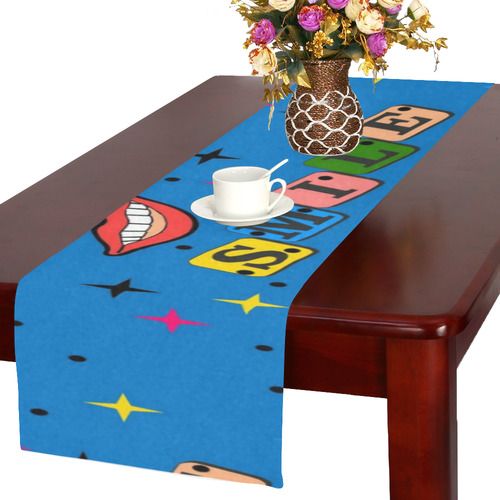 Smile Popart by Popart Lover Table Runner 16x72 inch