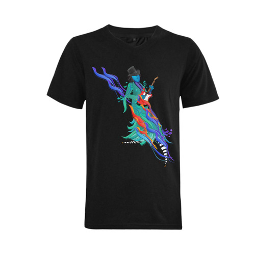 Best Rock Music Band Colorful Guitar Musician Art by Juleez Men's V-Neck T-shirt  Big Size(USA Size) (Model T10)
