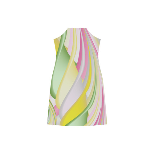 Lemon Mint Candy Fractal Art V-Neck Open Fork Long Dress(Model D18)
