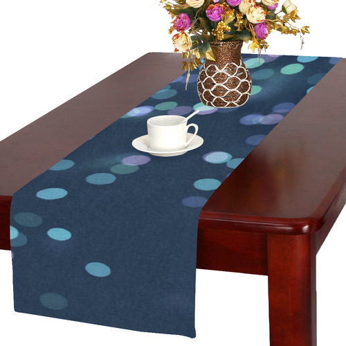 blue bokeh Table Runner 16x72 inch