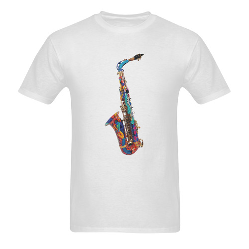Saxophone Player Colorful Music Art Print Men's T-Shirt in USA Size (Two Sides Printing)