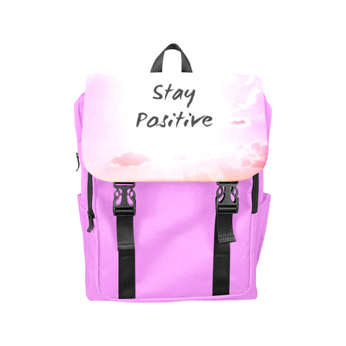 "Stay Positiv" Quote Pink Sky Colourful Casual Shoulders Backpack (Model 1623)