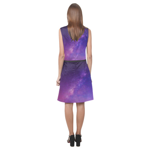 Purple Blue Starry Night Sky Eos Women's Sleeveless Dress (Model D01)