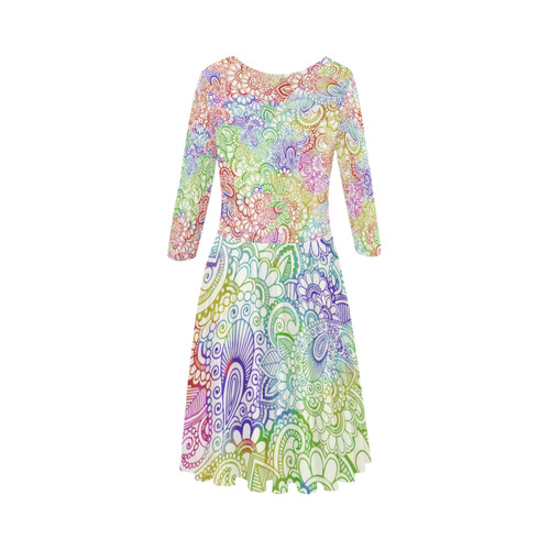 India Paisley Pattern - light watercolor grunge Elbow Sleeve Ice Skater Dress (D20)