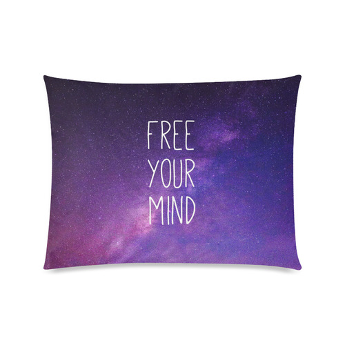 "Free Your Mind" Quote Purple Blue Night Sky Custom Picture Pillow Case 20"x26" (one side)