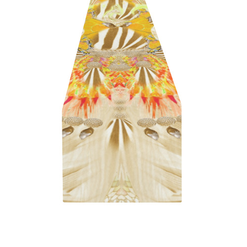 zebra peacoq butterfly black white orange yellow g Table Runner 14x72 inch