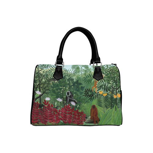 Henri Rousseau Tropical Forest Monkeys Boston Handbag (Model 1621)