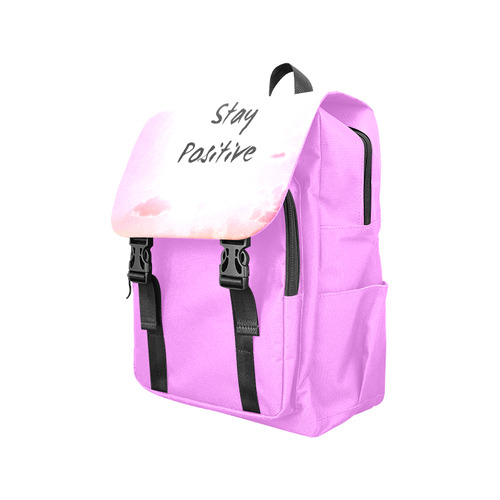 "Stay Positiv" Quote Pink Sky Colourful Casual Shoulders Backpack (Model 1623)